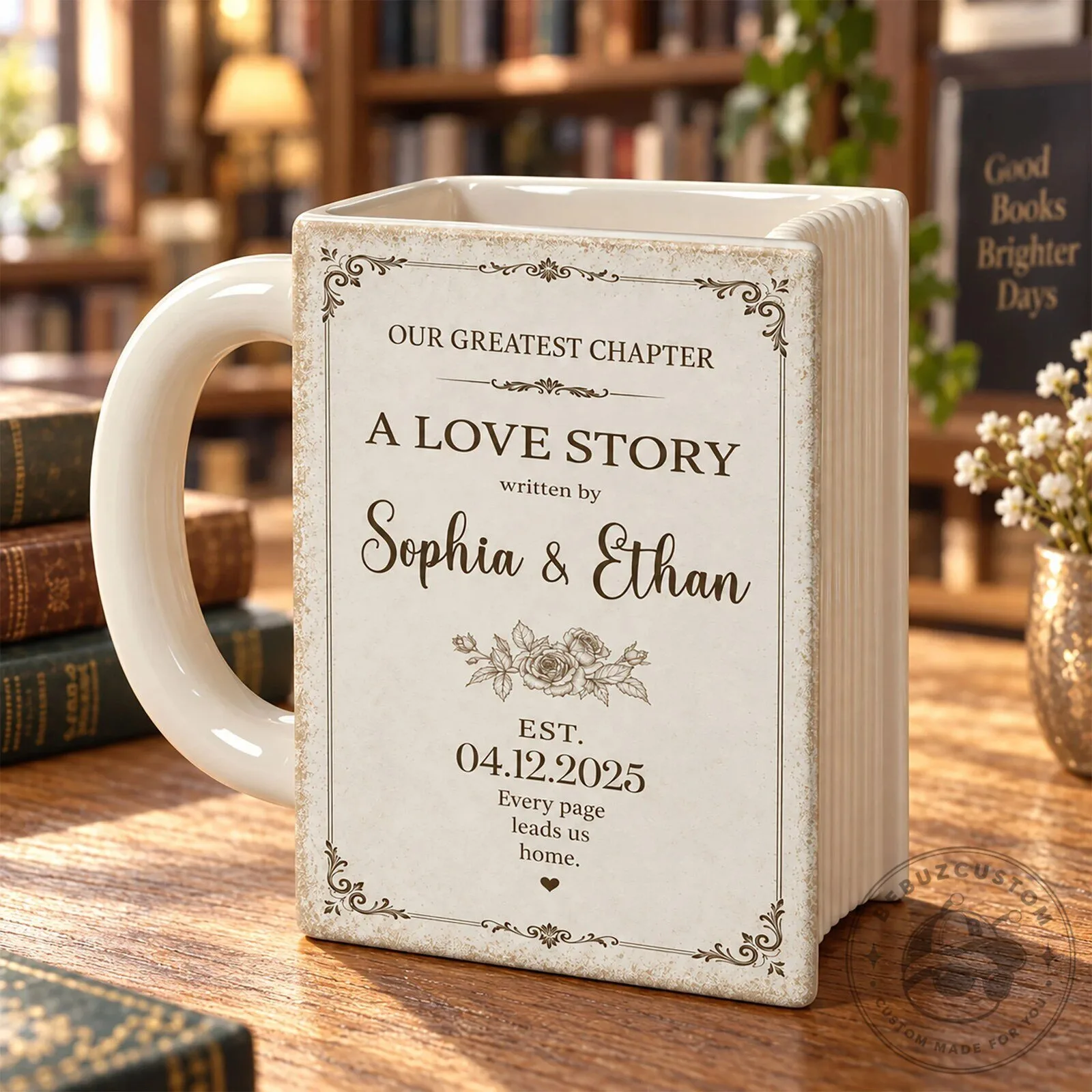 Personalized Our Greatest Chapter A Love Story Book Design Ceramic Mug