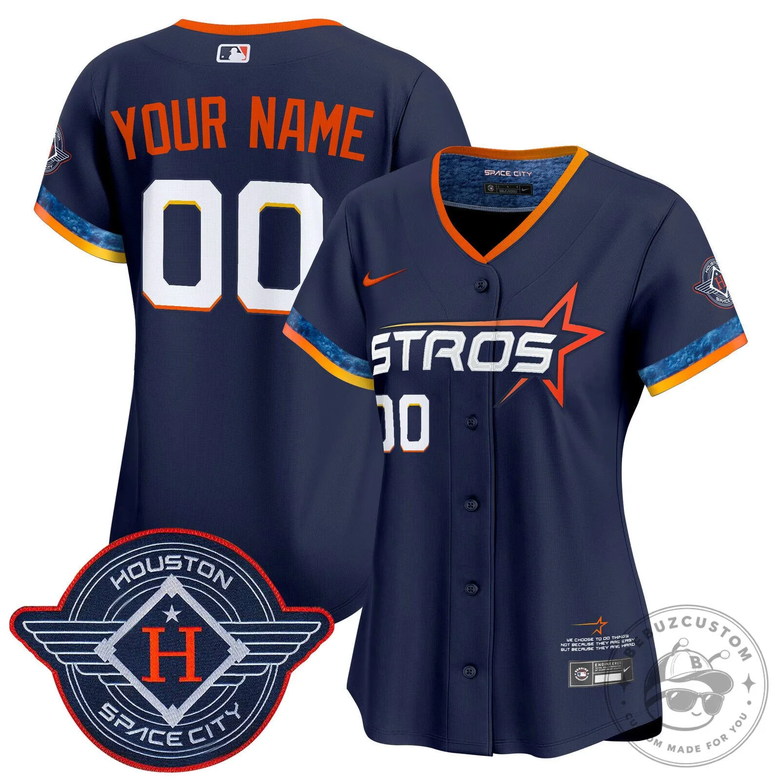 Houston Astros Space City Connect Custom Baseball Jersey 15 Houston Astros Space City Connect Custom Baseball Jersey