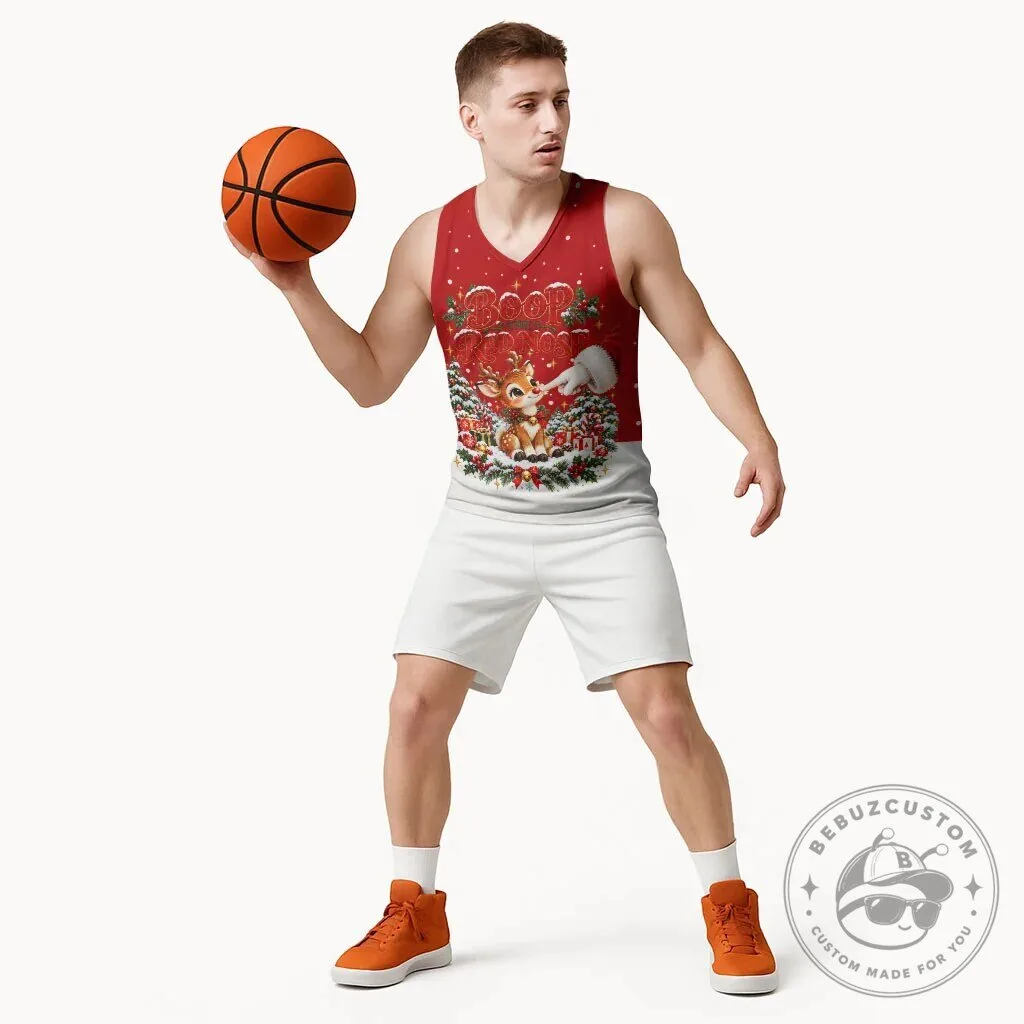 Cute Reindeer Boop The Red Nose Christmas Basketball Jersey 11 Cute Reindeer Boop The Red Nose Christmas Basketball Jersey