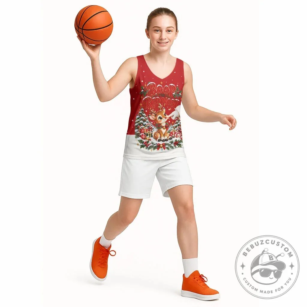 Cute Reindeer Boop The Red Nose Christmas Basketball Jersey 13 Cute Reindeer Boop The Red Nose Christmas Basketball Jersey