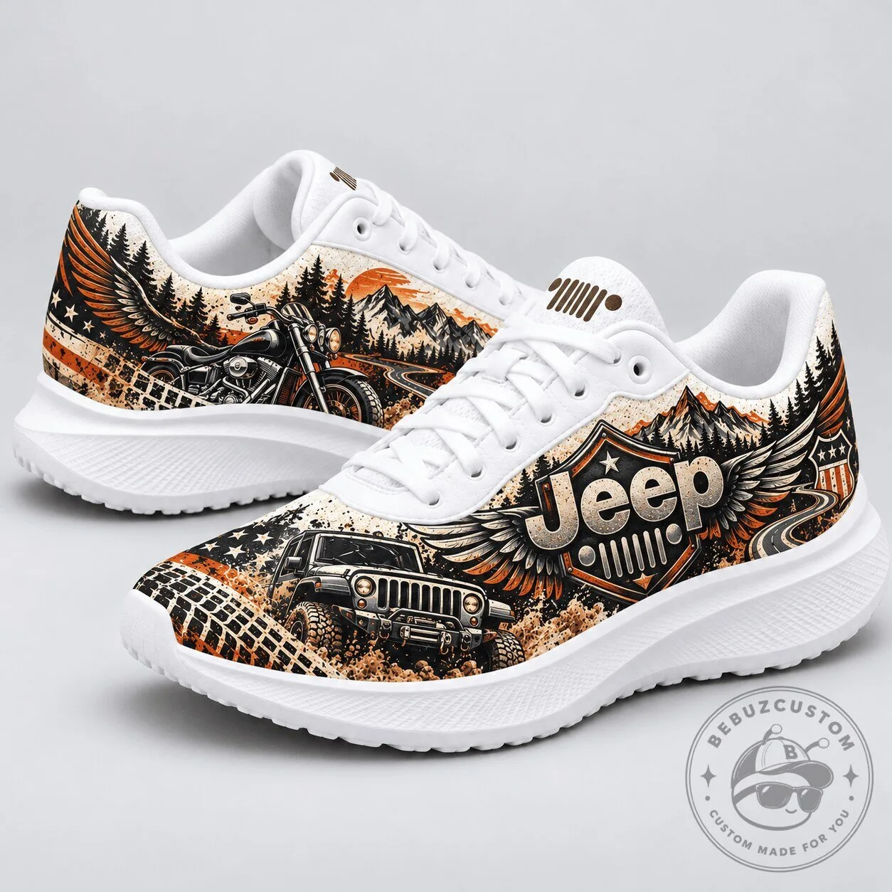 Jeep Forest Offroad Vehicle Graphics Running Sneakers