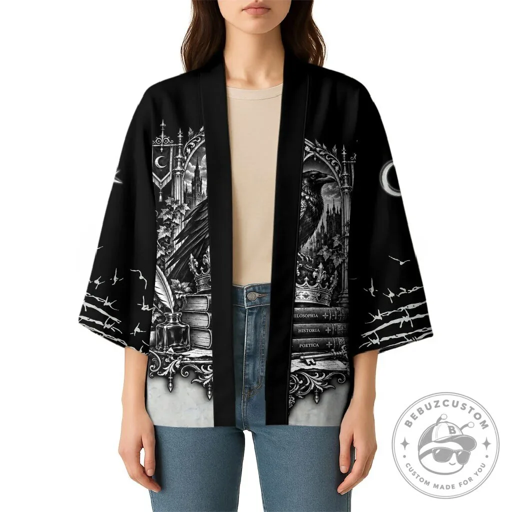 Dark Academia Raven Gothic Literature Vintage Bookish Aesthetic Kimono Cardigan 14 Dark Academia Raven Gothic Literature Vintage Bookish Aesthetic Kimono Cardigan