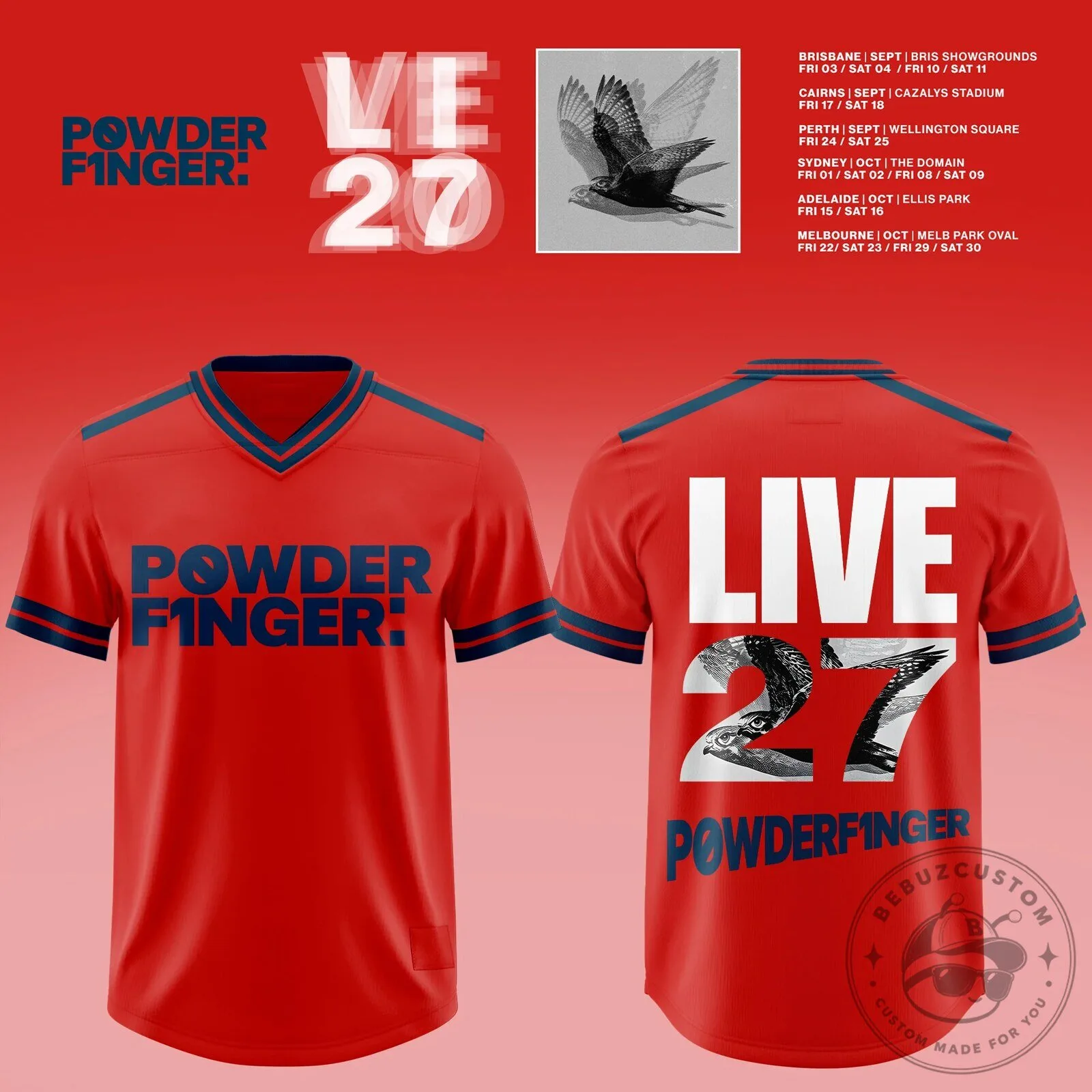 Powderfinger Live 2027 Australian Tour Dates Red Football Jersey
