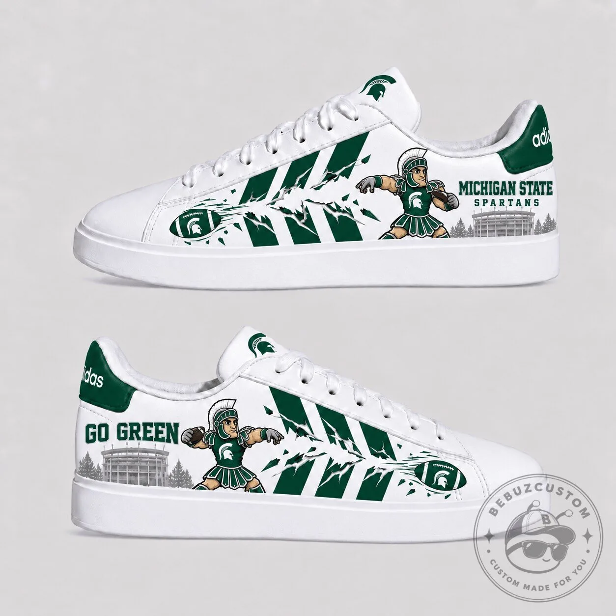Michigan State Spartans Football Team Go Green Custom Street Version Sneakers 1 Michigan State Spartans Football Team Go Green Custom Street Version Sneakers