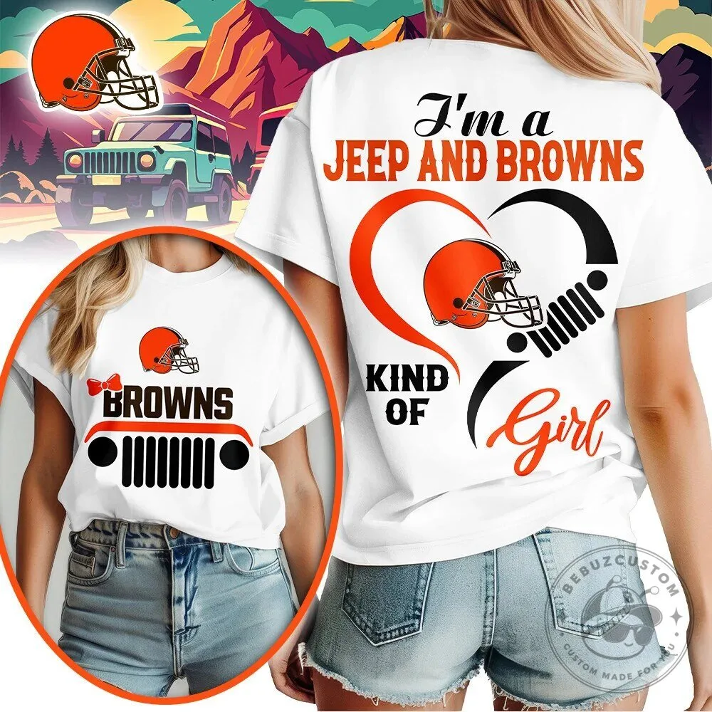 Cleveland Browns Football Team Jeep Girl Kind Of Girl White Women's T-Shirt