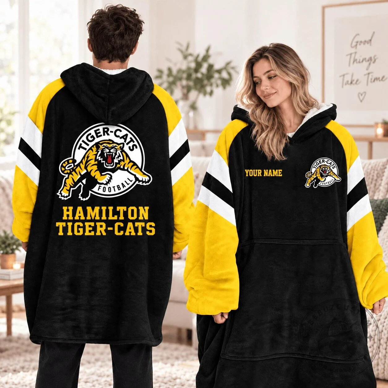 Hamilton Tiger-Cats Football Team Personalized Wearable Blanket Hoodie