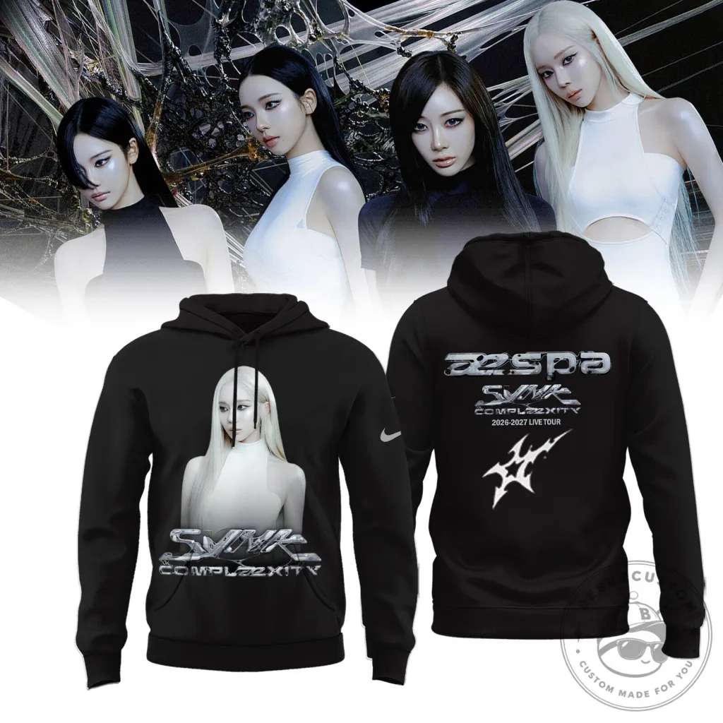 AESPA SYNK HYPER LINE World Tour 2023 Live Concert Black Hoodie AESPA SYNK HYPER LINE World Tour 2023 Live Concert Black Hoodie