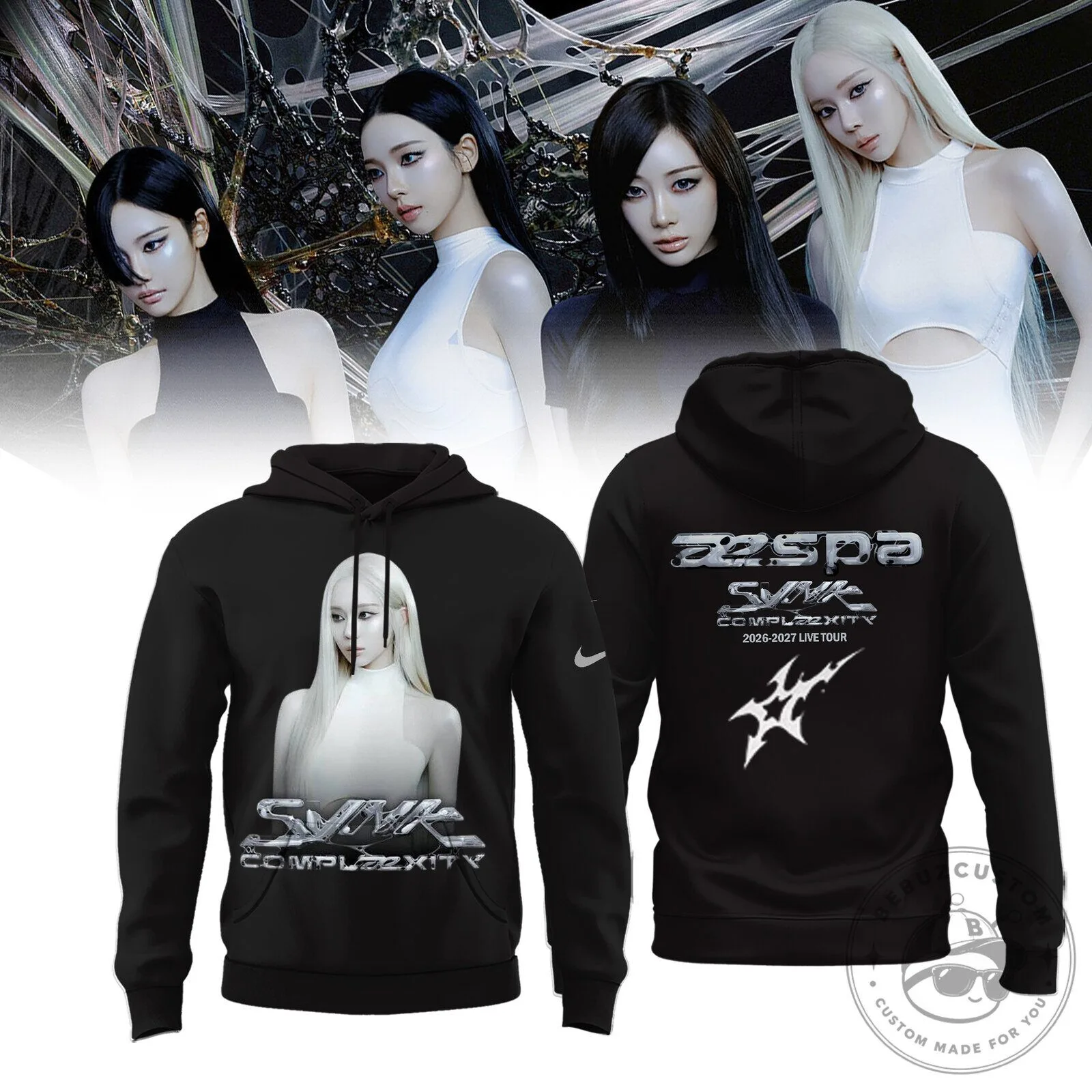 AESPA SYNK HYPER LINE World Tour 2023 Live Concert Black Hoodie