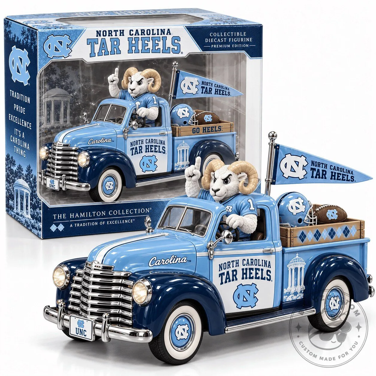 North Carolina Tar Heels Rameses Mascot Diecast Vehicle Collectible Figurine