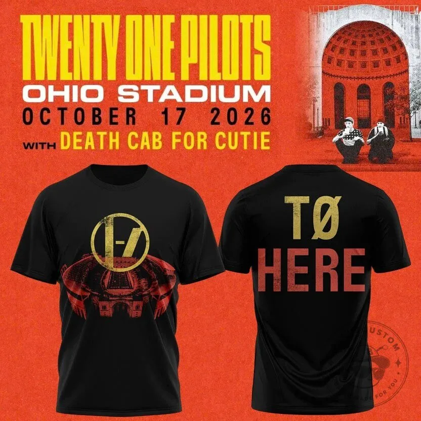 Black T-Shirt for Twenty One Pilots Concert Tour at Ohio Stadium in October 2026