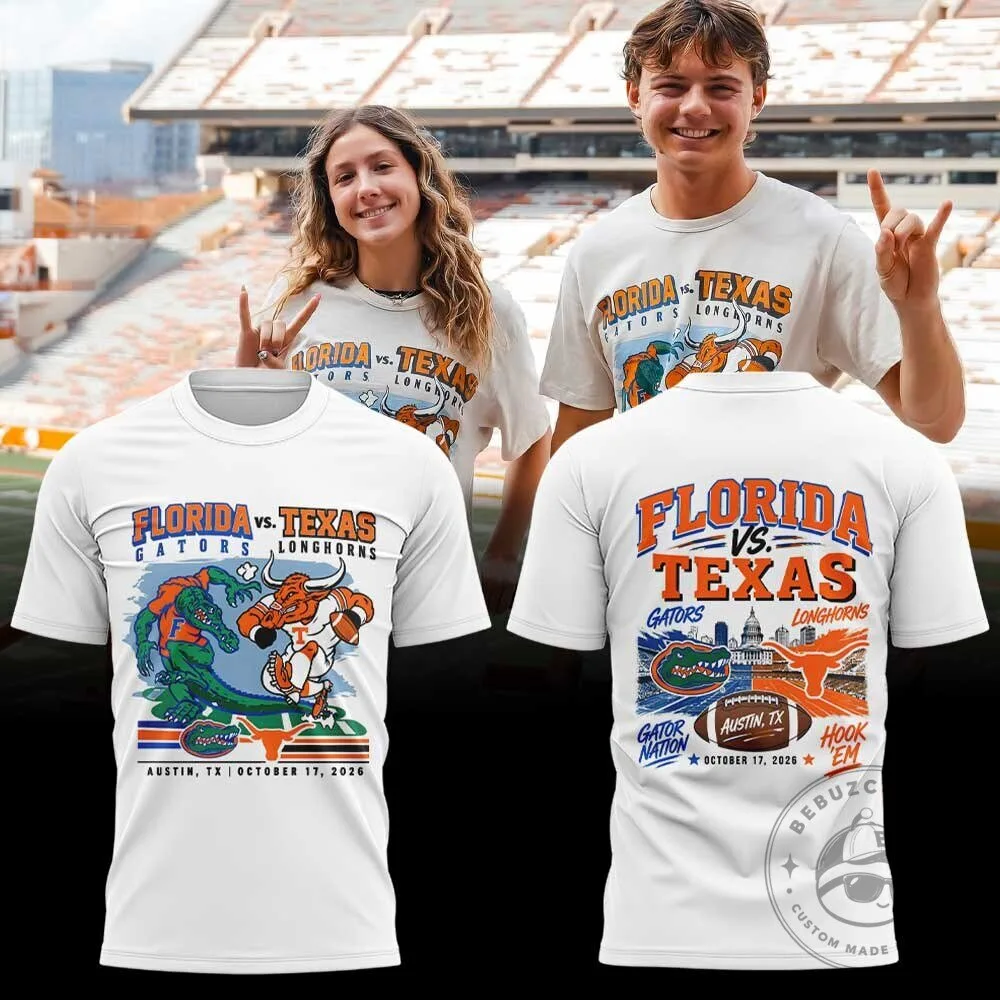 Florida Gators vs Texas Longhorns October 2026 Football Matchup T-Shirt 4 Florida Gators vs Texas Longhorns October 2026 Football Matchup T-Shirt