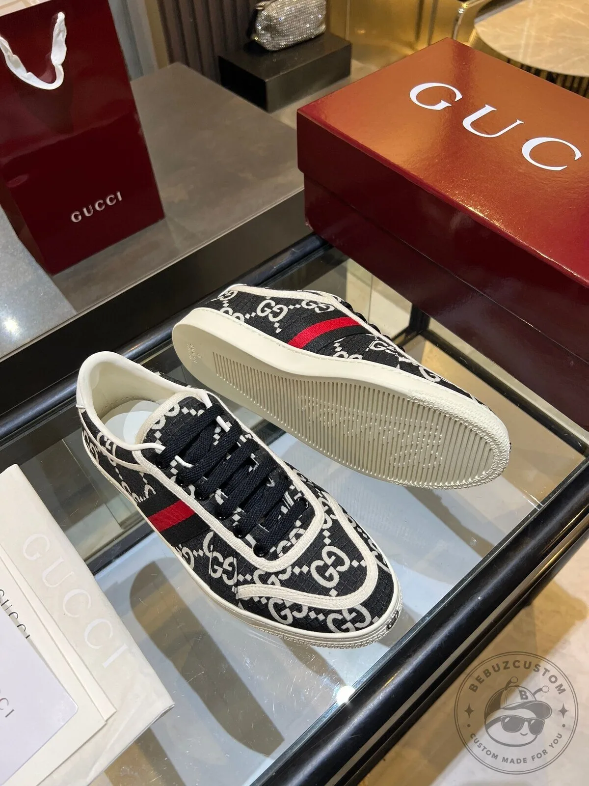 Low Top Sneakers with Red and Green Stripe Detail in Gucci Monogram Canvas 11 Low Top Sneakers with Red and Green Stripe Detail in Gucci Monogram Canvas