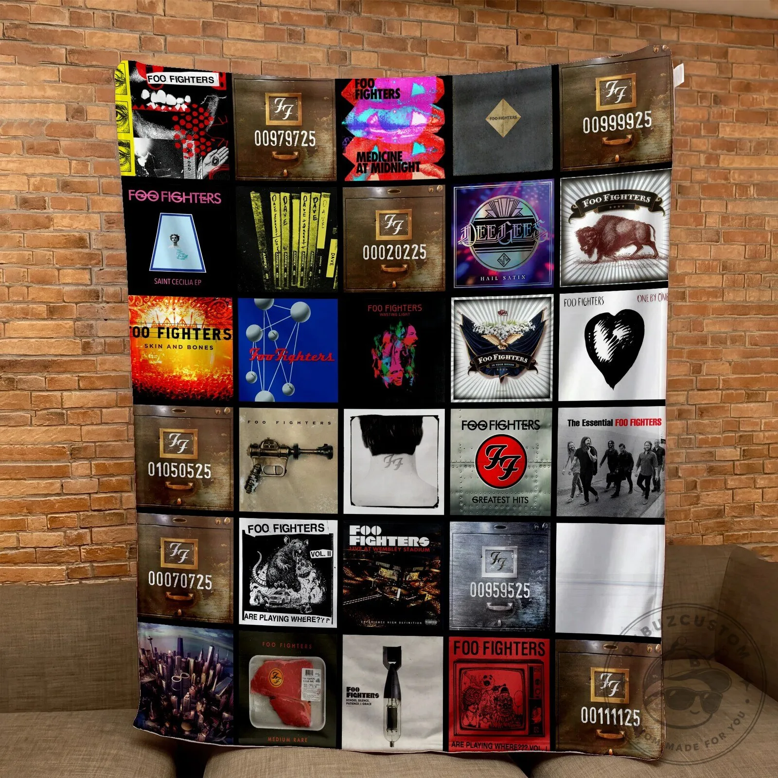 Foo Fighters Album Covers Collage Sherpa Fleece Blanket