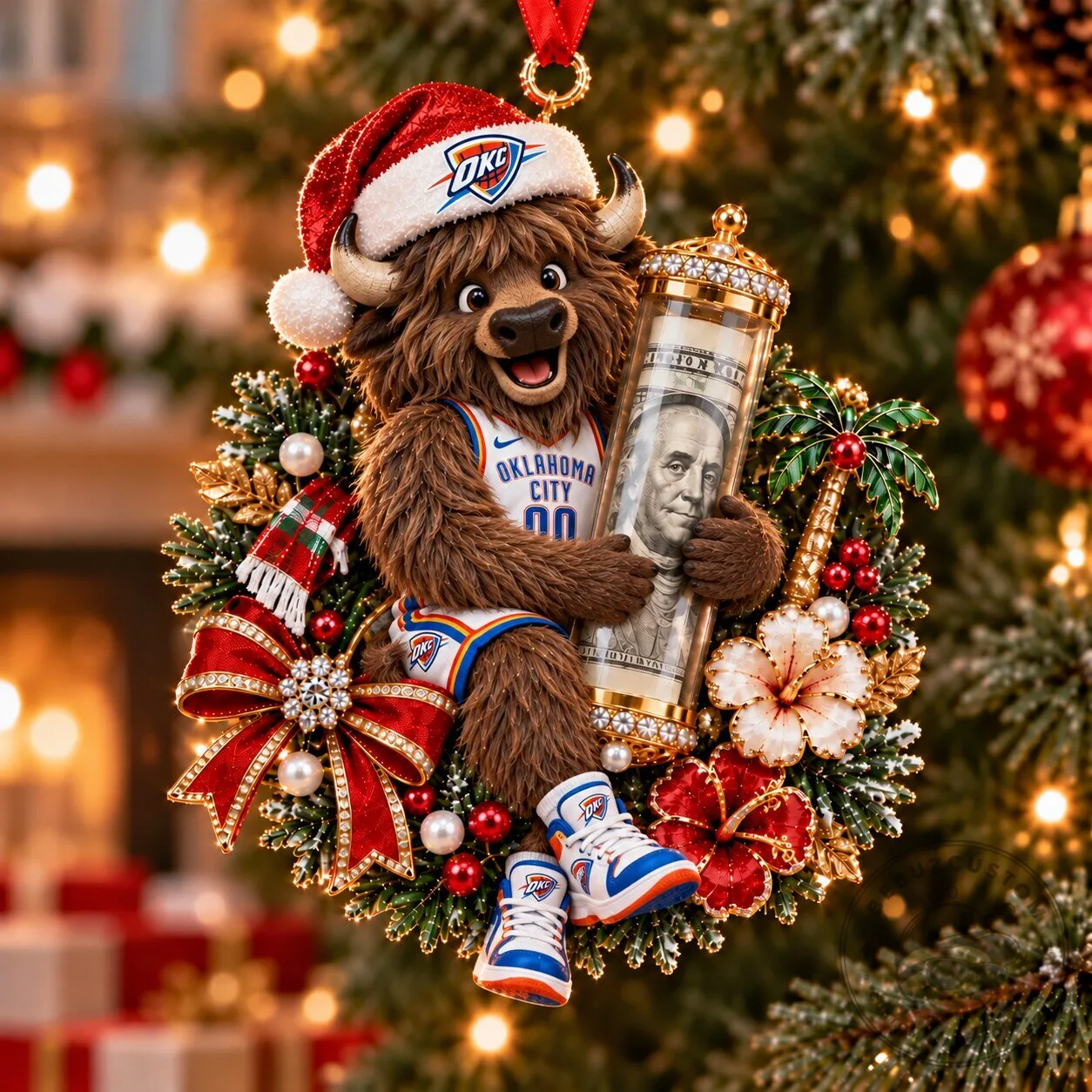 Oklahoma City Thunder Rumble the Bison Christmas Tree Ornament