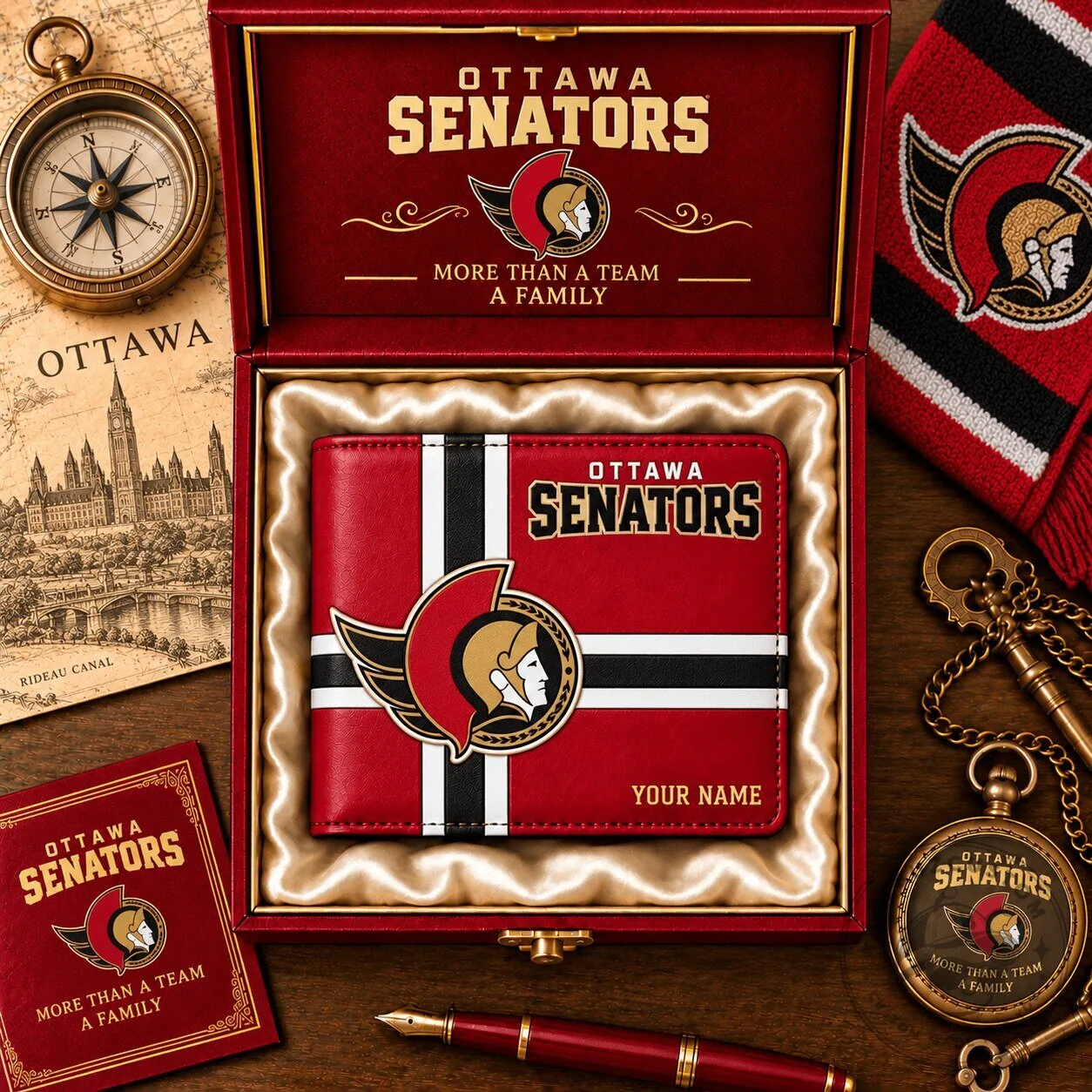 Ottawa Senators NHL Hockey Team Personalized Bi-Fold Wallet