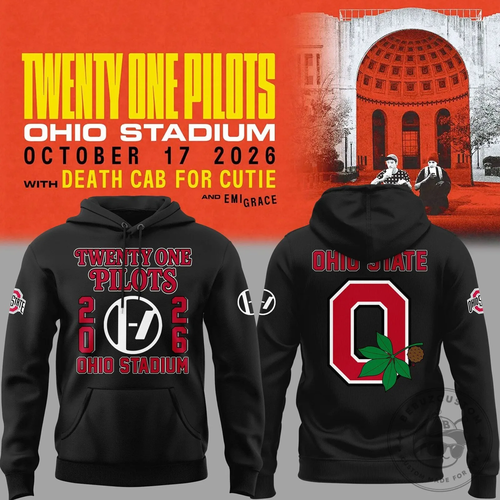 Twenty One Pilots Ohio Stadium October 2026 Concert Black Hoodie