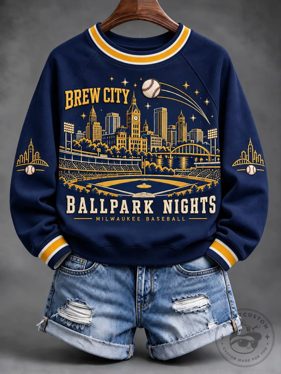 Milwaukee Baseball Brew City Ballpark Nights Skyline Graphic Sweatshirt