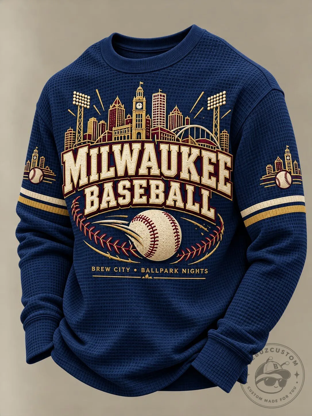 Milwaukee Baseball Brew City Ballpark Nights Waffle Knit Sweatshirt