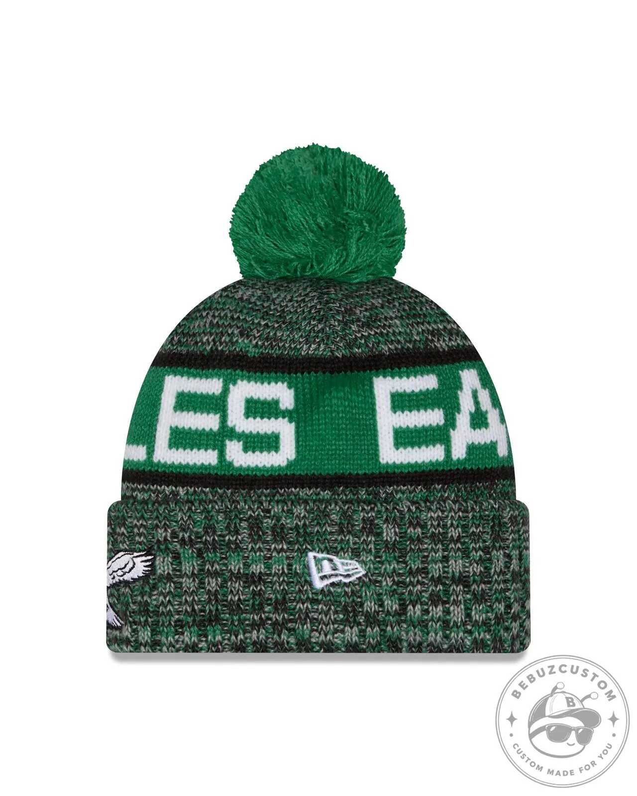 Philadelphia Eagles Green Tri-Color Knit Pom Beanie Cap Hat 8 Philadelphia Eagles Green Tri-Color Knit Pom Beanie Cap Hat
