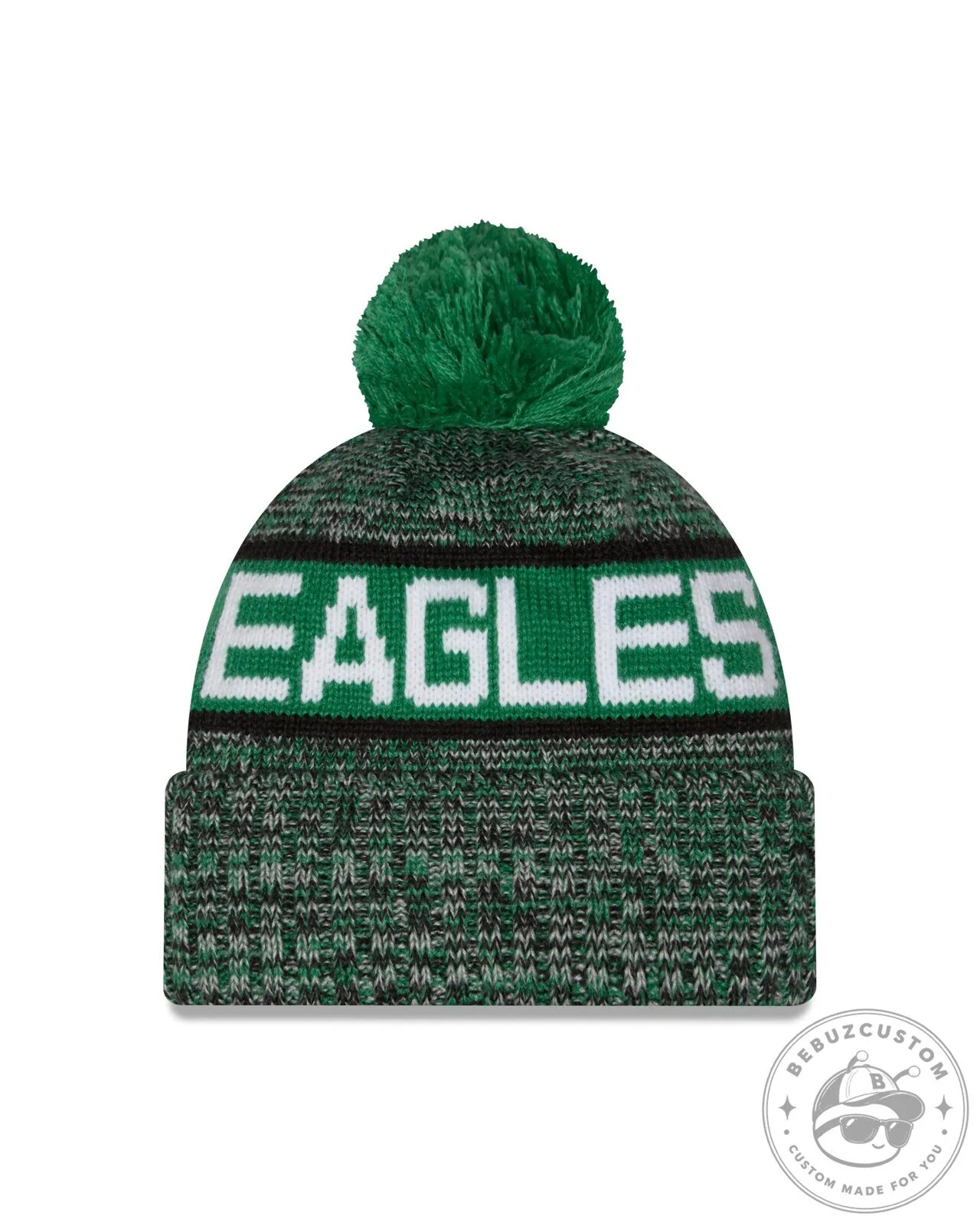 Philadelphia Eagles Green Tri-Color Knit Pom Beanie Cap Hat 9 Philadelphia Eagles Green Tri-Color Knit Pom Beanie Cap Hat