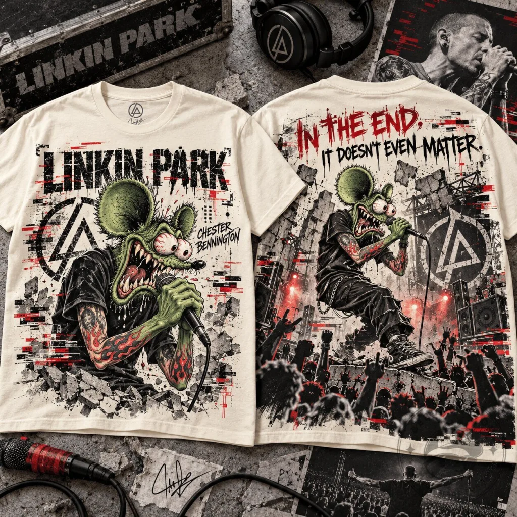 Linkin Park Chester Bennington Rat Fink In The End It Doesn't Even Matter T-Shirt Linkin Park Chester Bennington Rat Fink In The End It Doesn't Even Matter T-Shirt