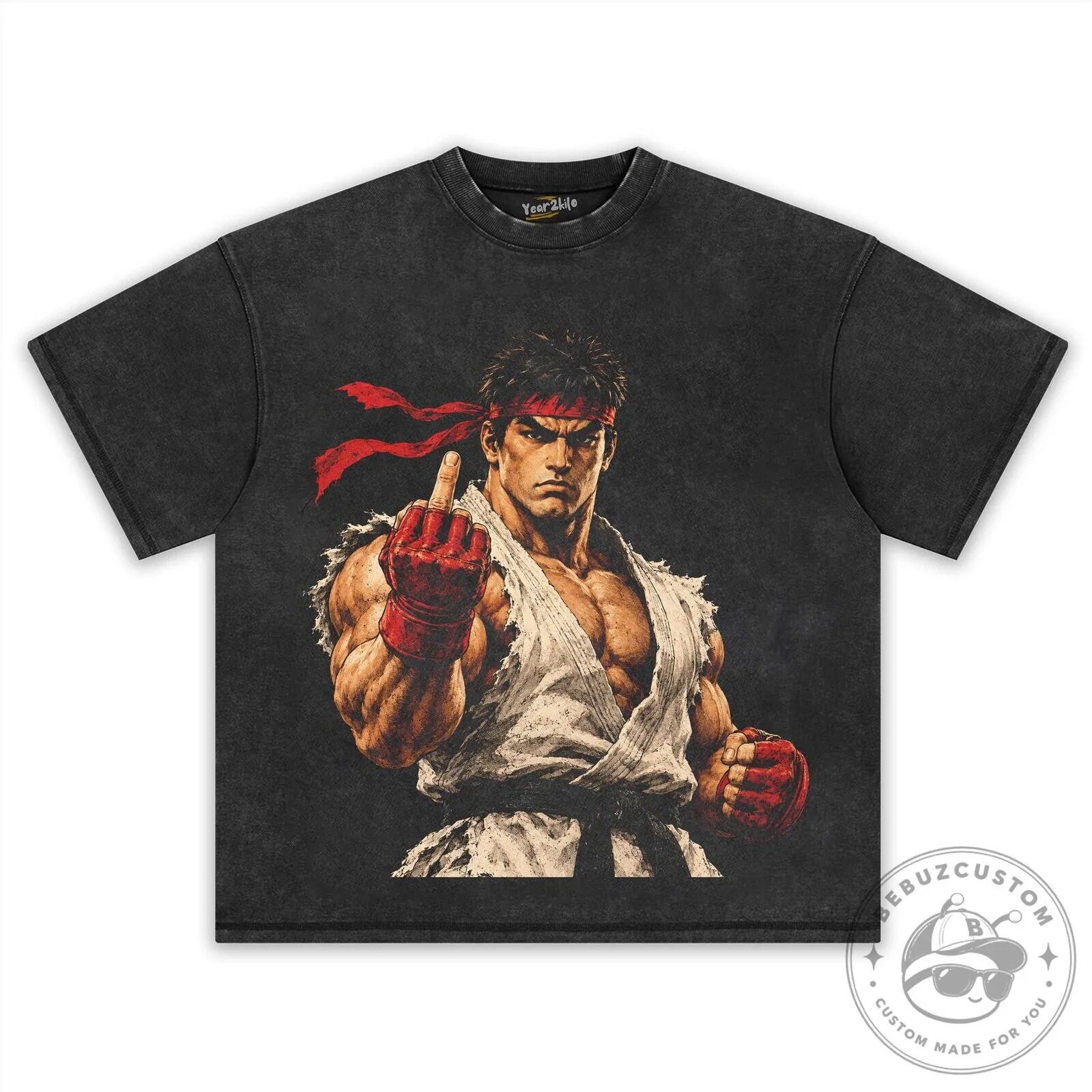 Street Fighter Ryu Middle Finger Funny Gaming Black T-Shirt 9 Street Fighter Ryu Middle Finger Funny Gaming Black T-Shirt
