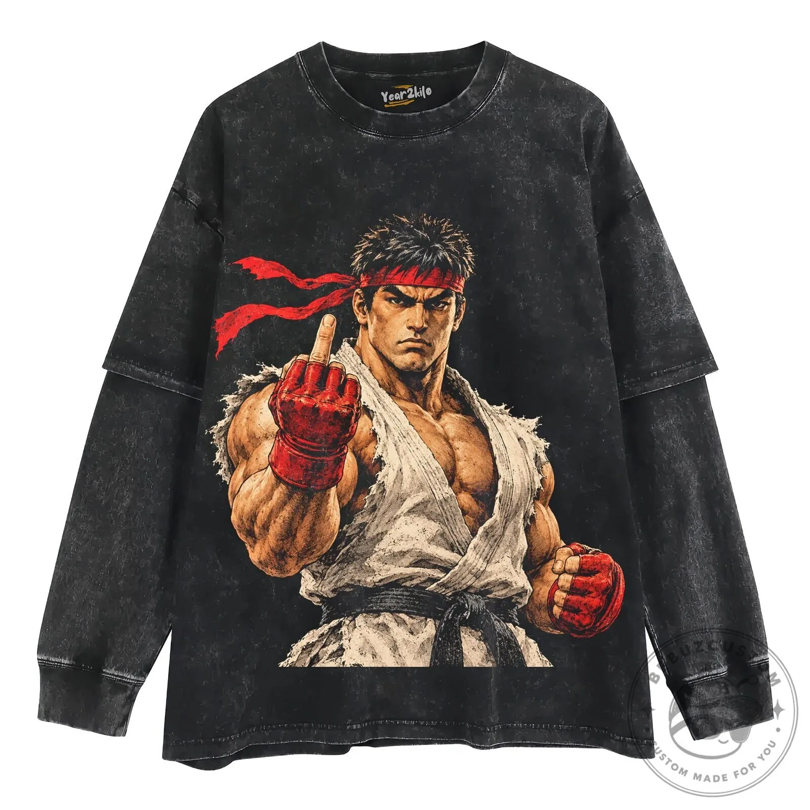 Street Fighter Ryu Middle Finger Funny Gaming Black T-Shirt 11 Street Fighter Ryu Middle Finger Funny Gaming Black T-Shirt