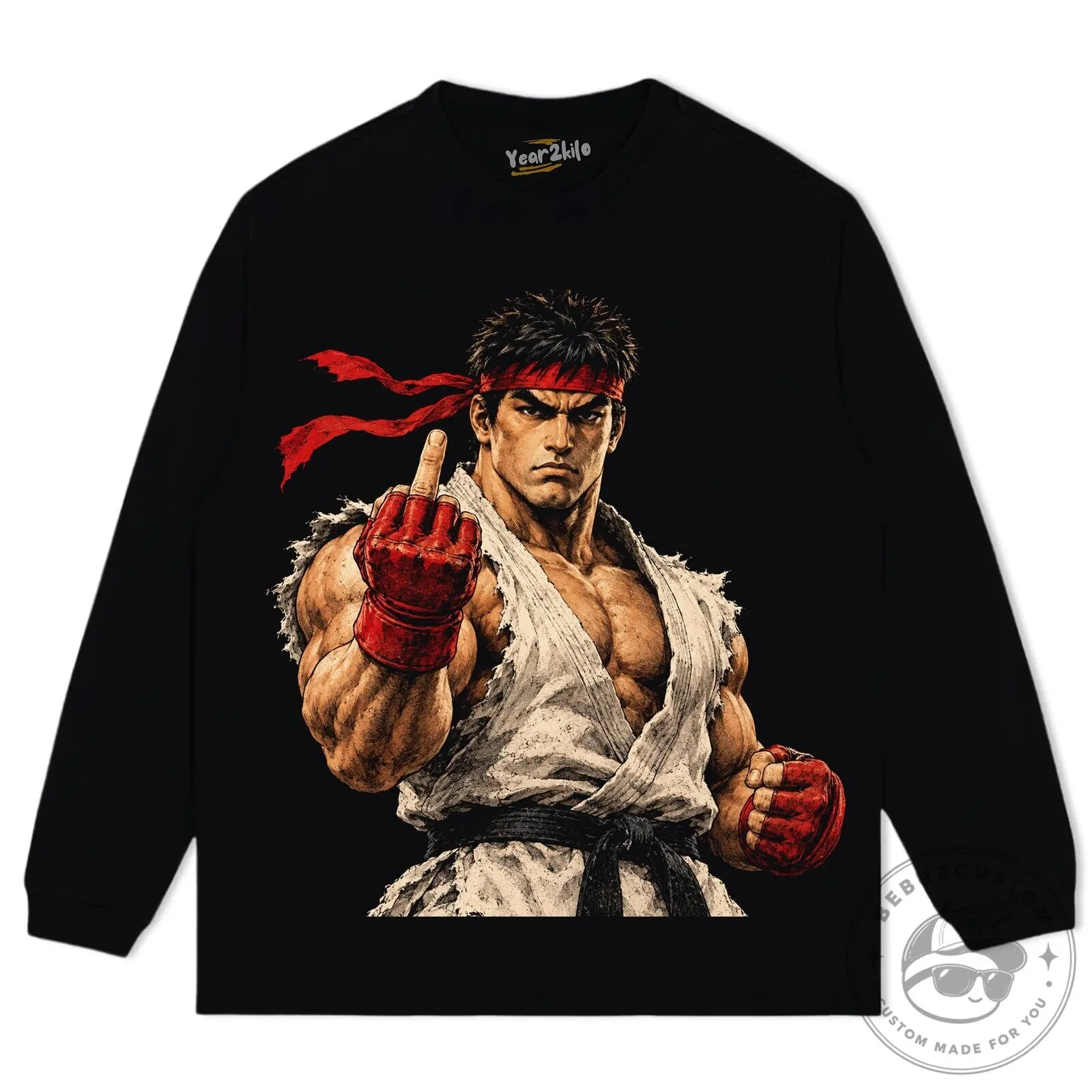 Street Fighter Ryu Middle Finger Funny Gaming Black T-Shirt 12 Street Fighter Ryu Middle Finger Funny Gaming Black T-Shirt