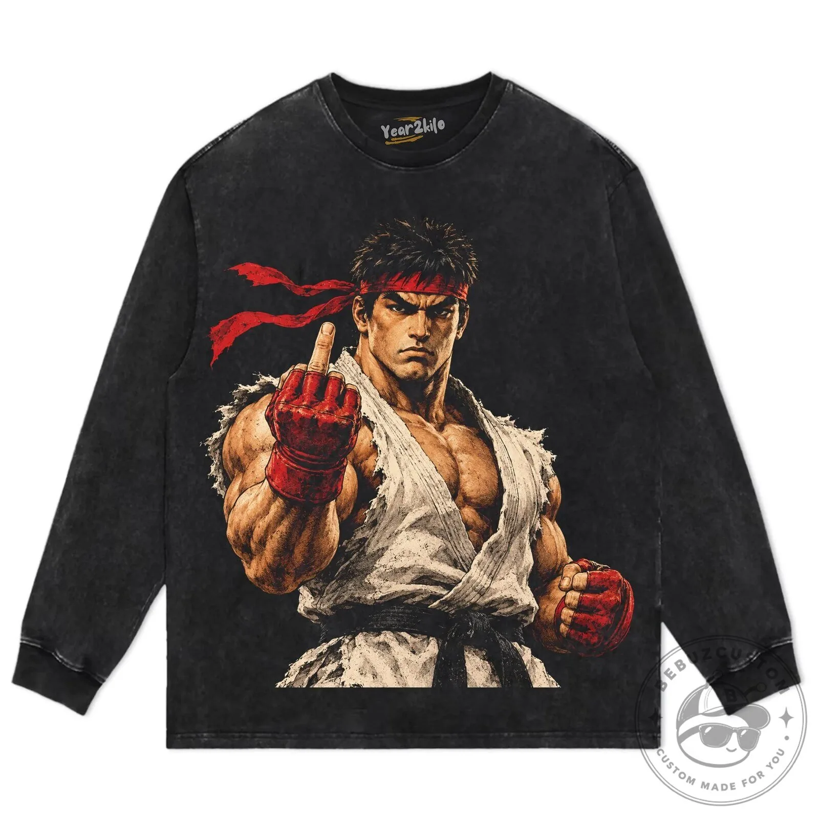 Street Fighter Ryu Middle Finger Funny Gaming Black T-Shirt 13 Street Fighter Ryu Middle Finger Funny Gaming Black T-Shirt