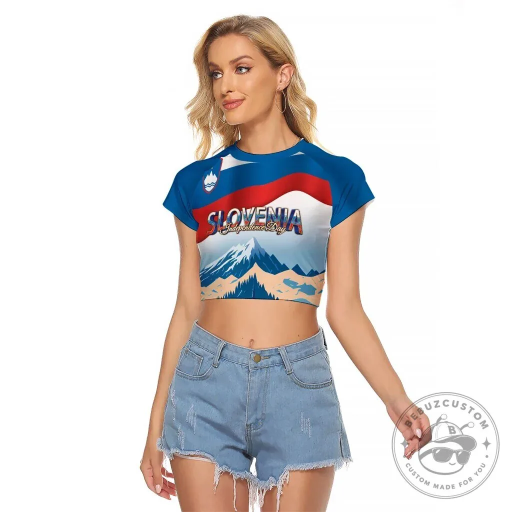 Slovenia Independence Day Lake Bled Julian Alps Landscape Cropped T-Shirt