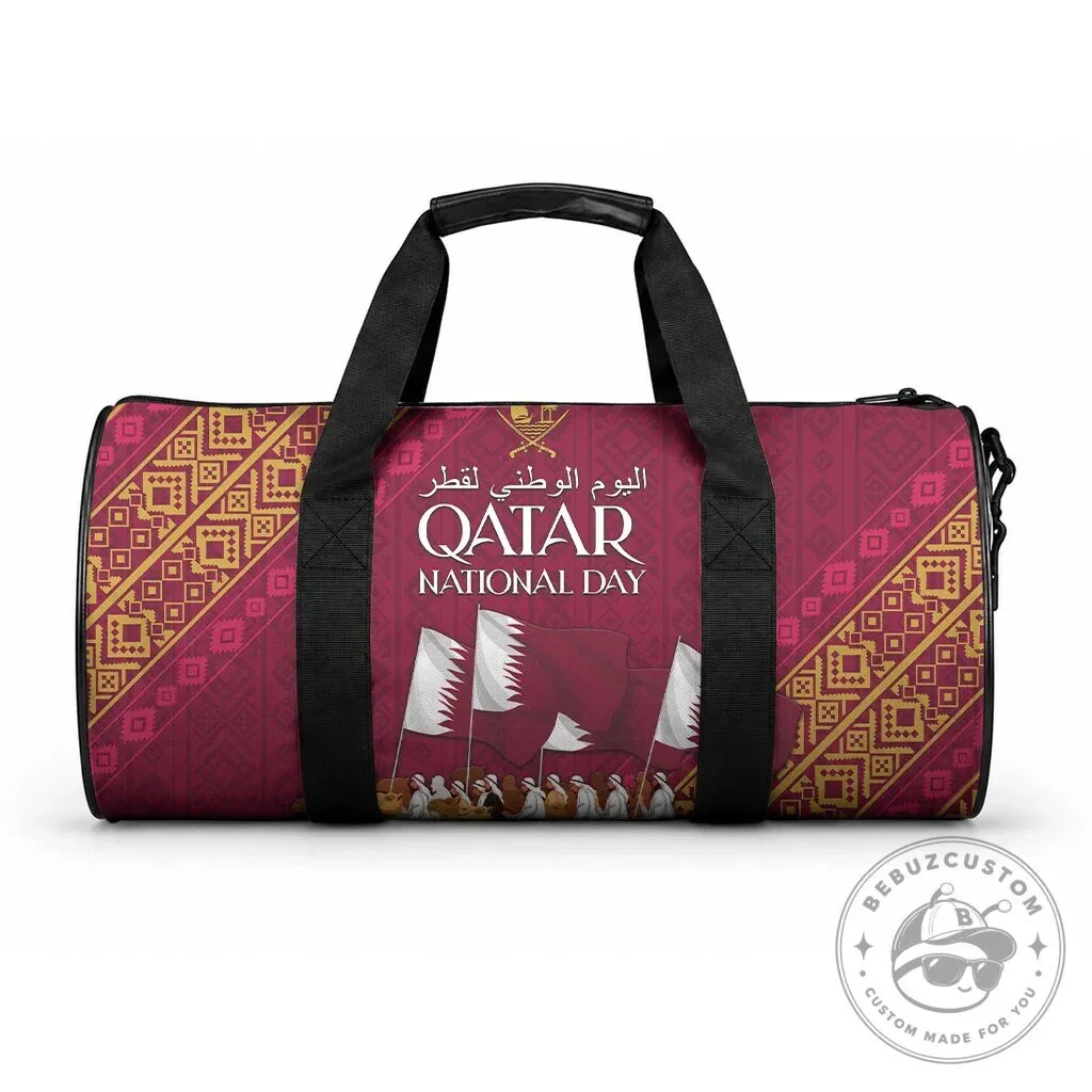 Qatar National Day Celebration Duffle Bag with Camel Parade Design