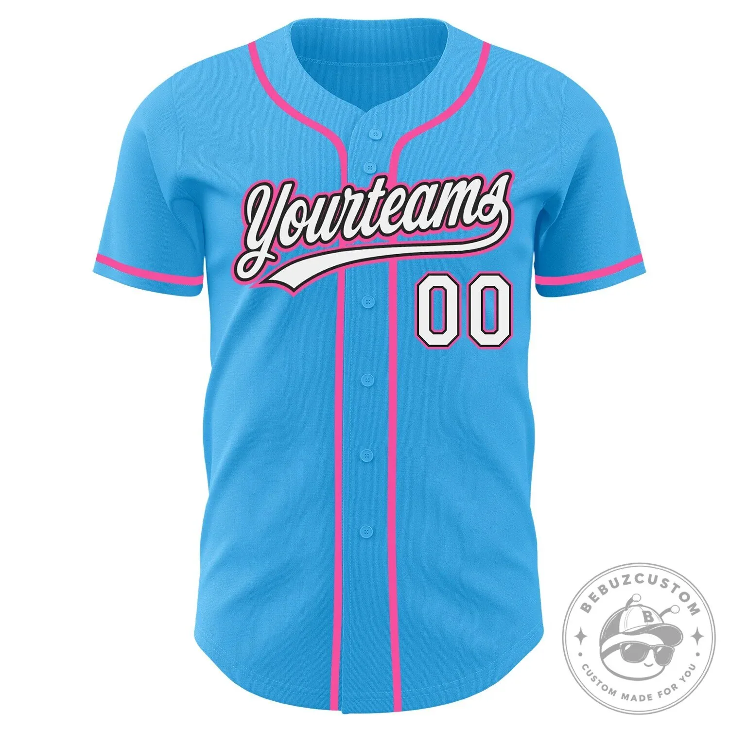 Custom Sky Blue Pink White Authentic Baseball Jersey with Your Name and Number 8 Custom Sky Blue Pink White Authentic Baseball Jersey with Your Name and Number