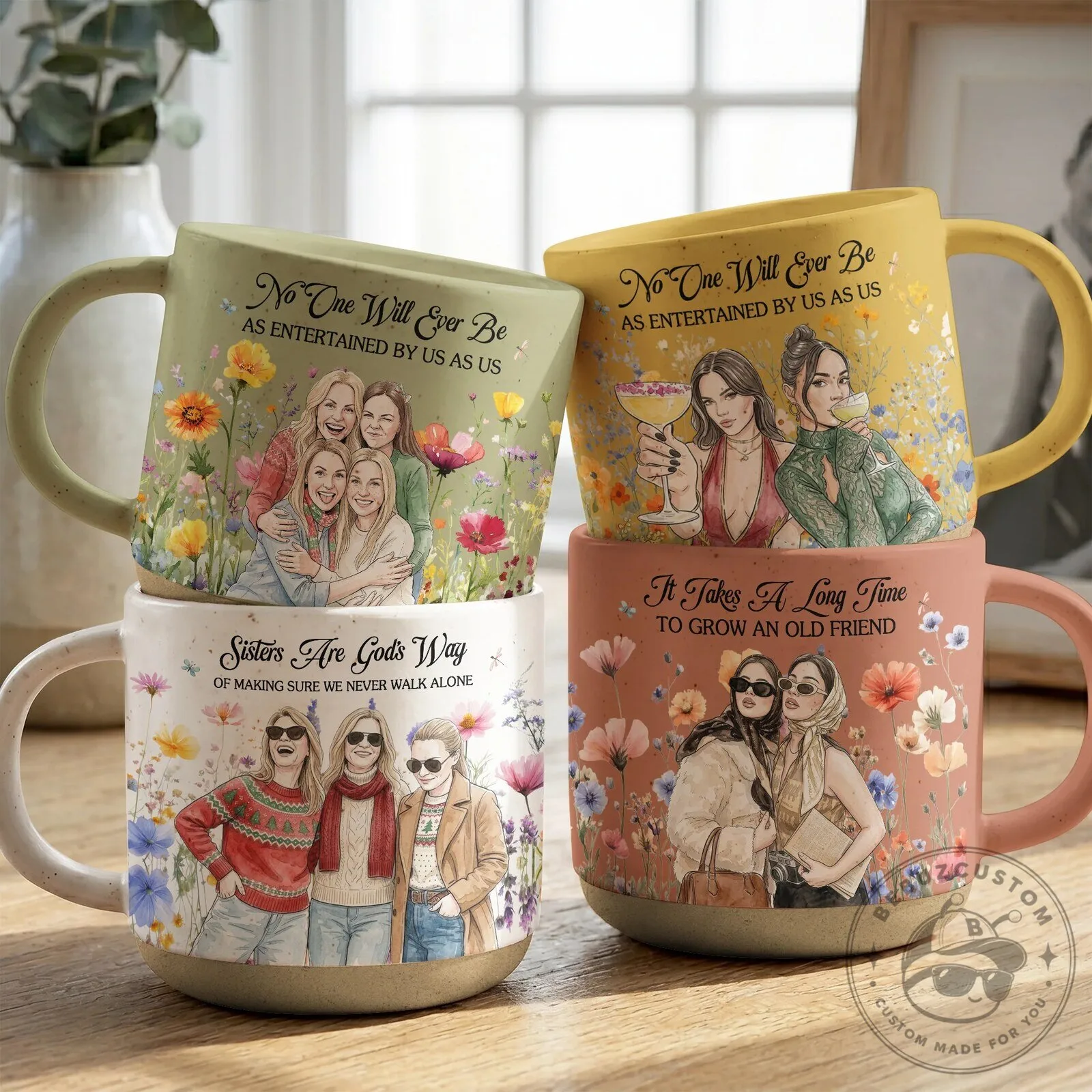 Personalized Best Friends Watercolor Portrait Thank You Mug 7 Personalized Best Friends Watercolor Portrait Thank You Mug