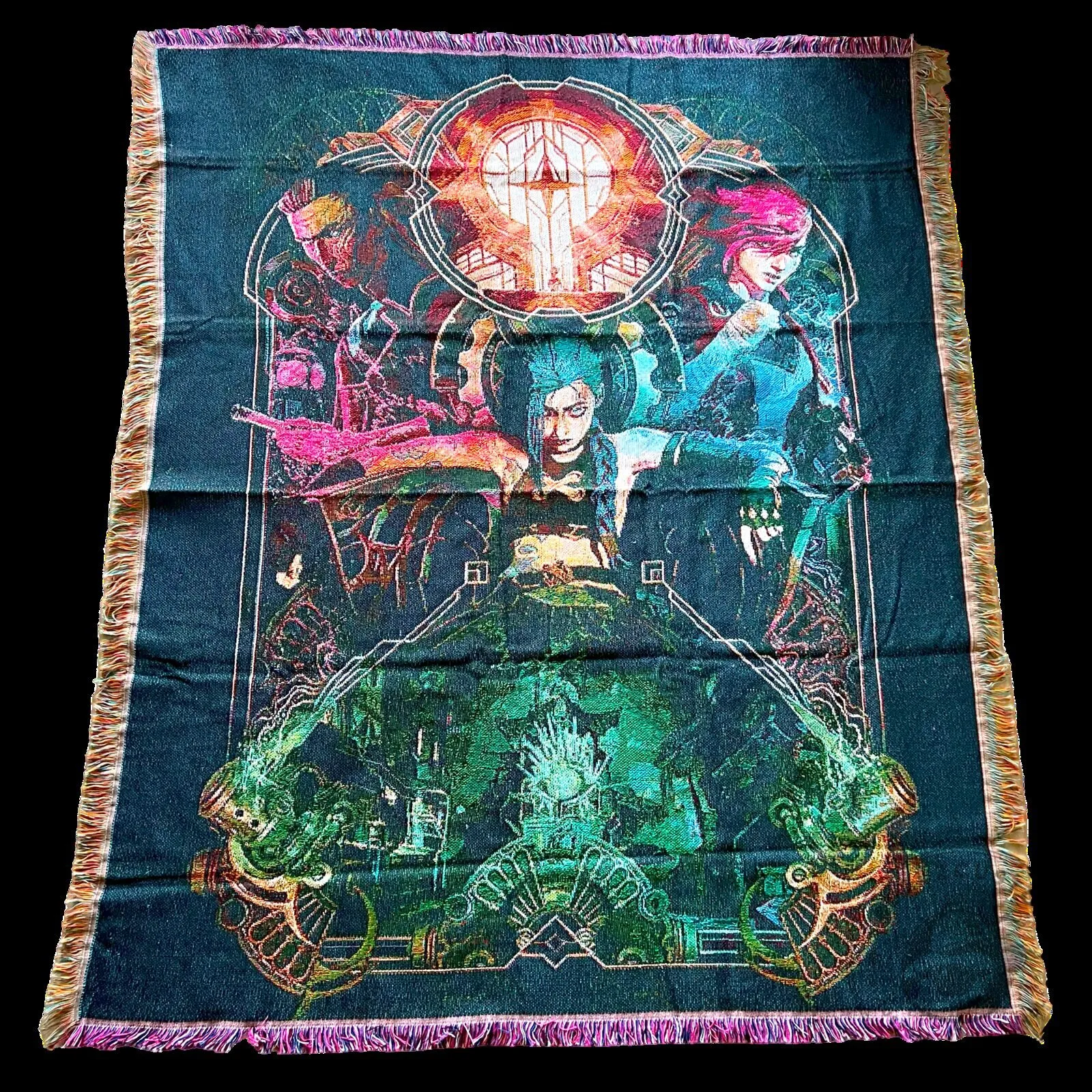 Arcane League of Legends Jinx and Vi Characters Woven Blanket