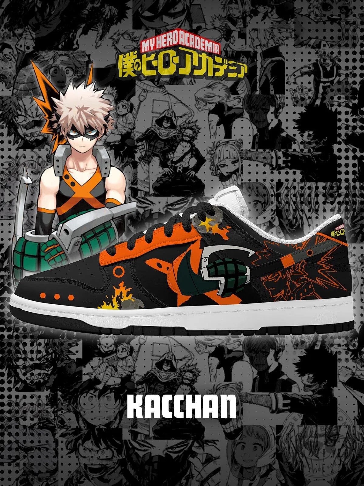 My Hero Academia Katsuki Bakugo Explosive Anime Fan Art Shoes