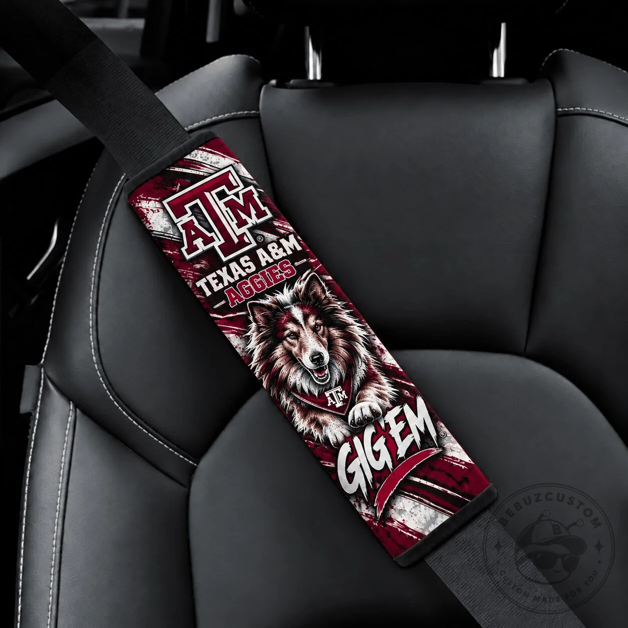 Texas A&M Aggies Gig Em Car Seat Belt Cover Shoulder Pad