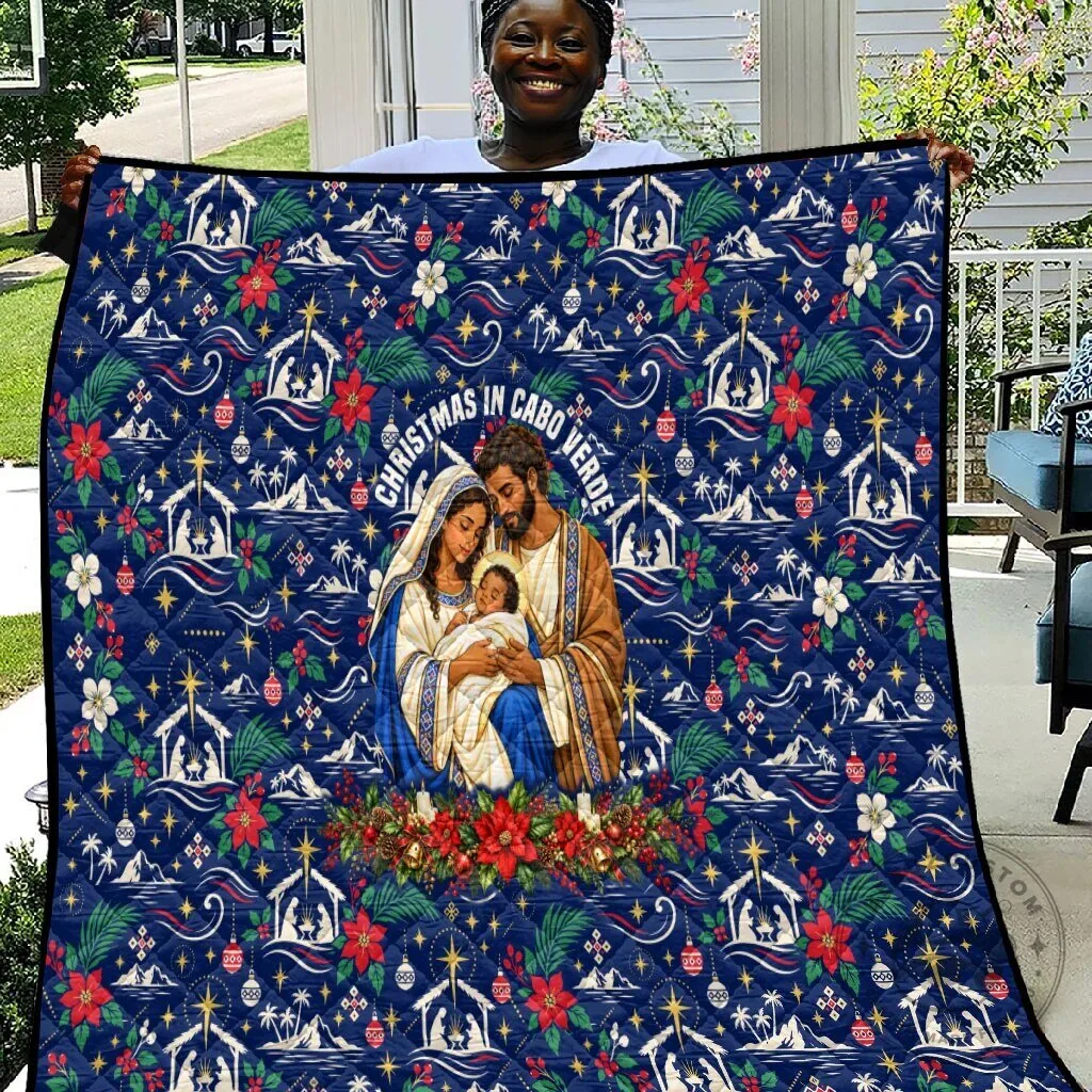 Christmas in Cabo Verde Nativity Scene Holiday Quilt Blanket