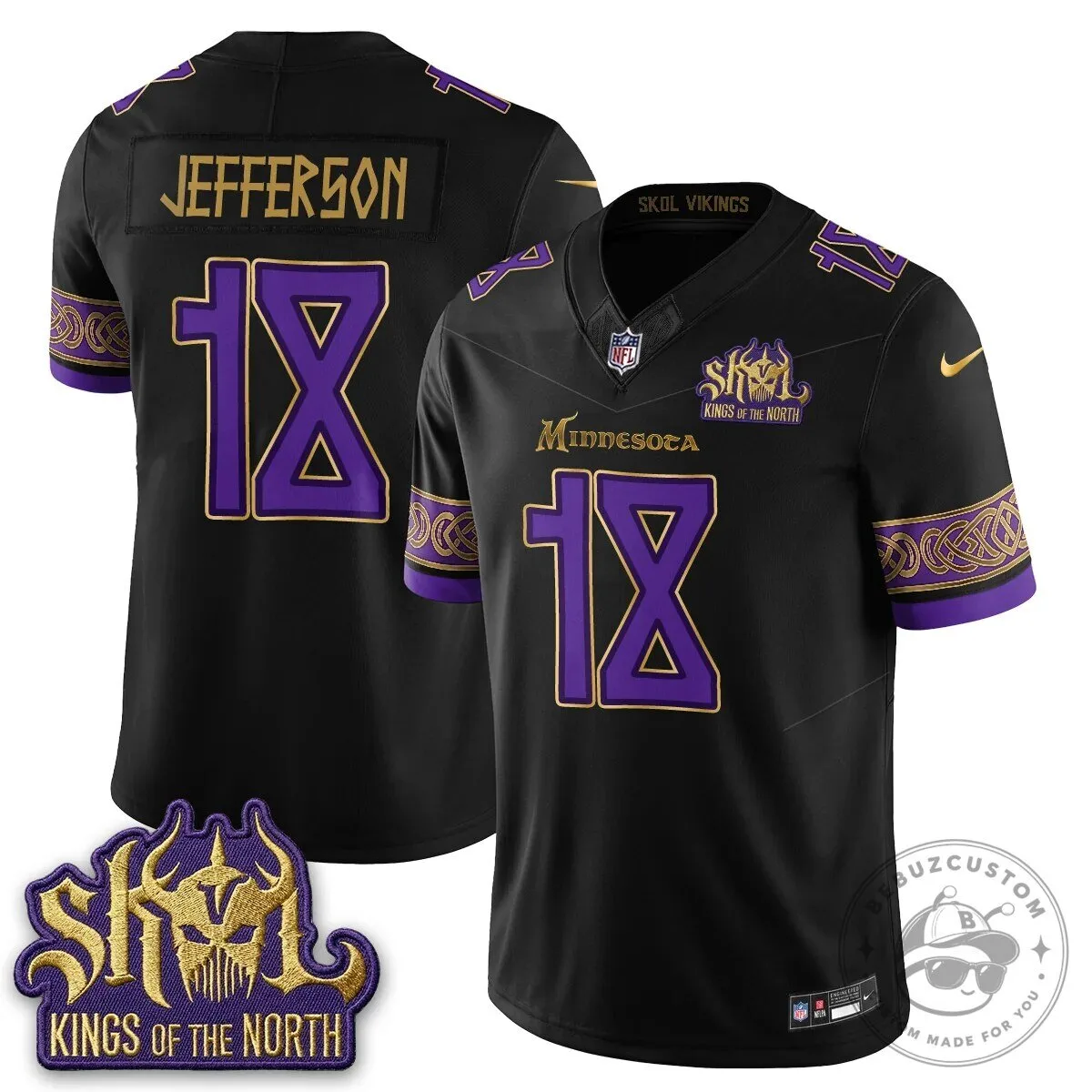 Justin Jefferson Minnesota Vikings Skol Kings of the North Football Jersey 4 Justin Jefferson Minnesota Vikings Skol Kings of the North Football Jersey