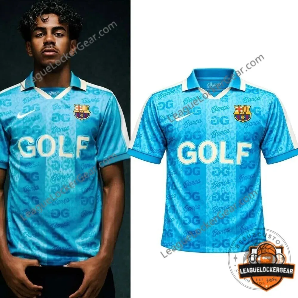 FC Barcelona Tyler The Creator Golf Wang Blue Football Jersey