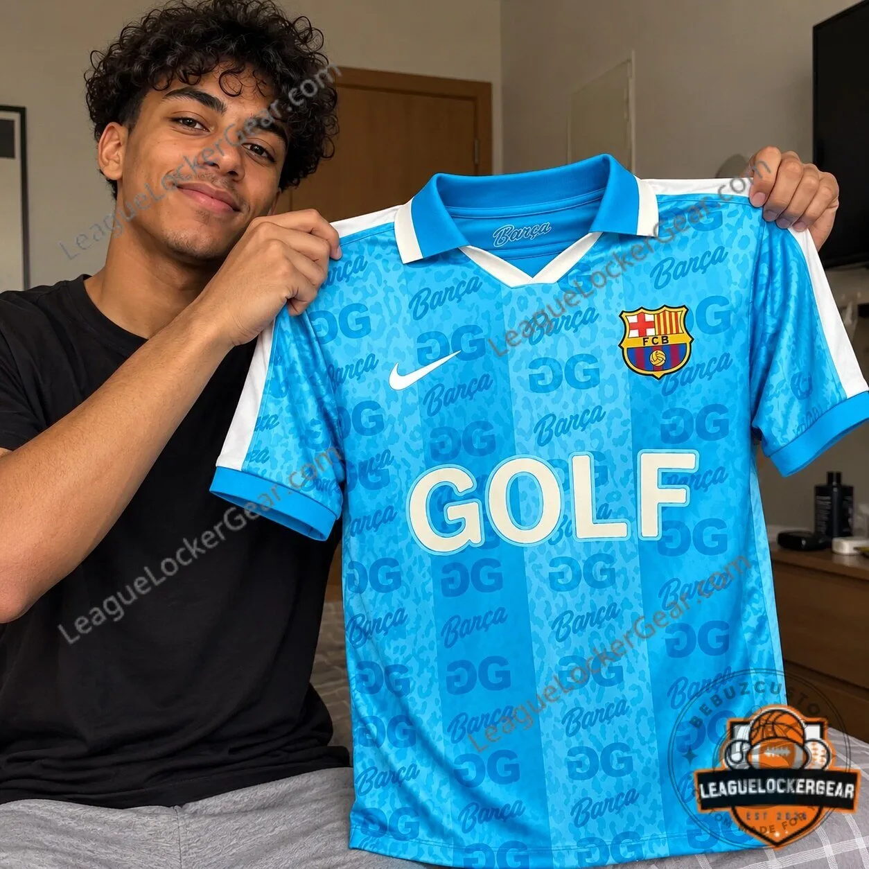 FC Barcelona Tyler The Creator Golf Wang Blue Football Jersey 9 FC Barcelona Tyler The Creator Golf Wang Blue Football Jersey